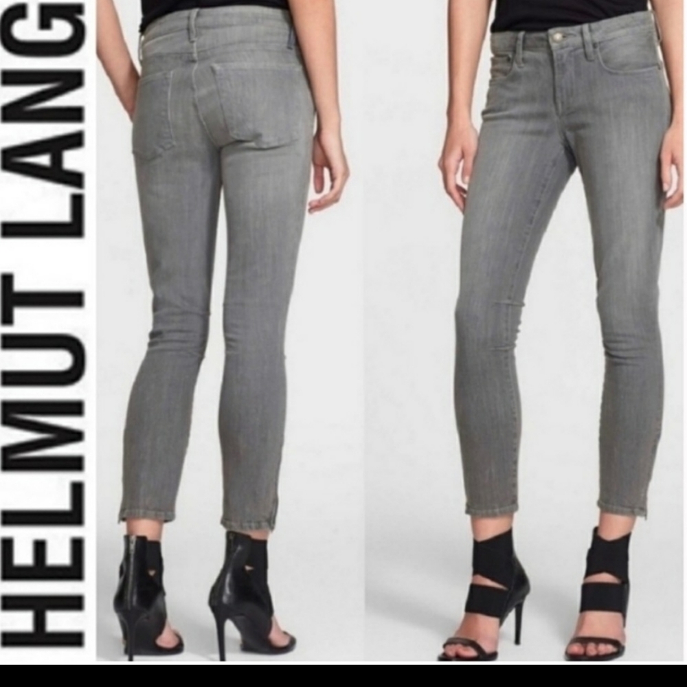 Helmet Lang dark gray straight leg ankle jeans euc